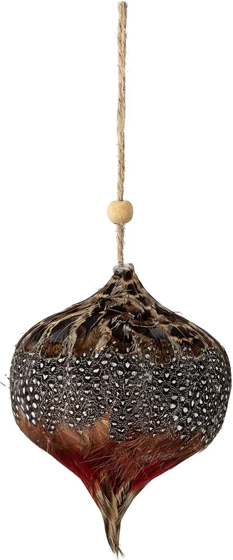 Juleornament Bloomingville Kemuel Ø9 x H10 cm håndlavet fjer- og polystyren flerfarvet rustik