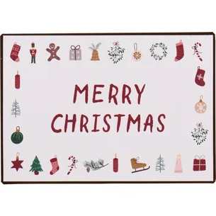 Metalskilt "Merry Christmas" m/ juleikoner - Ib Laursen
