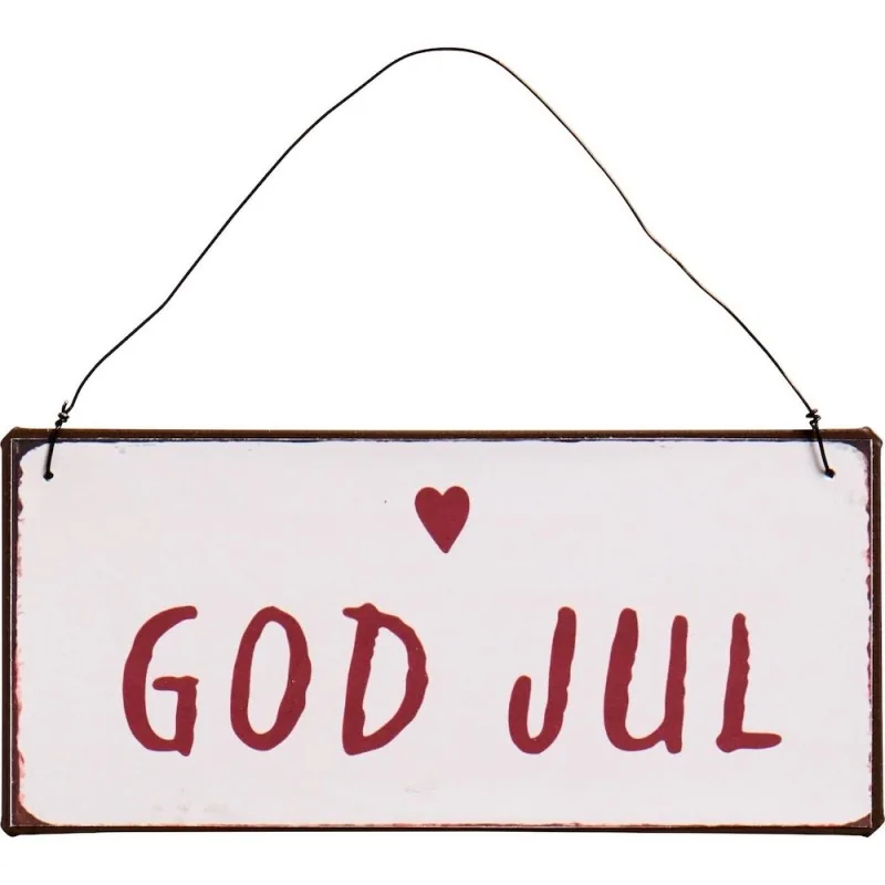 Metalskilt m/ tråd og "God jul" tekst - Ib Laursen