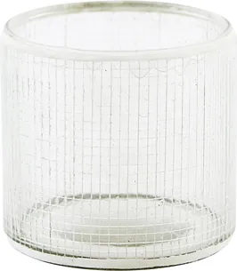 Lysestage House Doctor Check i glas og cement, sølv, Ø7,5×H7,5 cm
