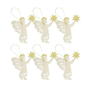 Gloria juleophæng, 6 stk  -  Offwhite/guldfarvet