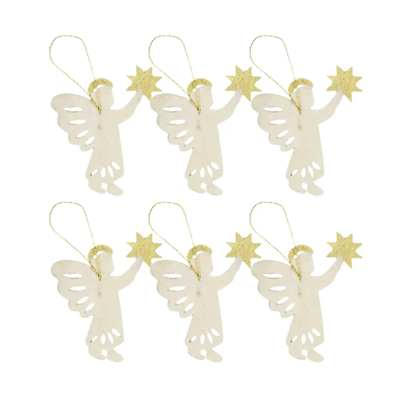 Gloria juleophæng, 6 stk  -  Offwhite/guldfarvet