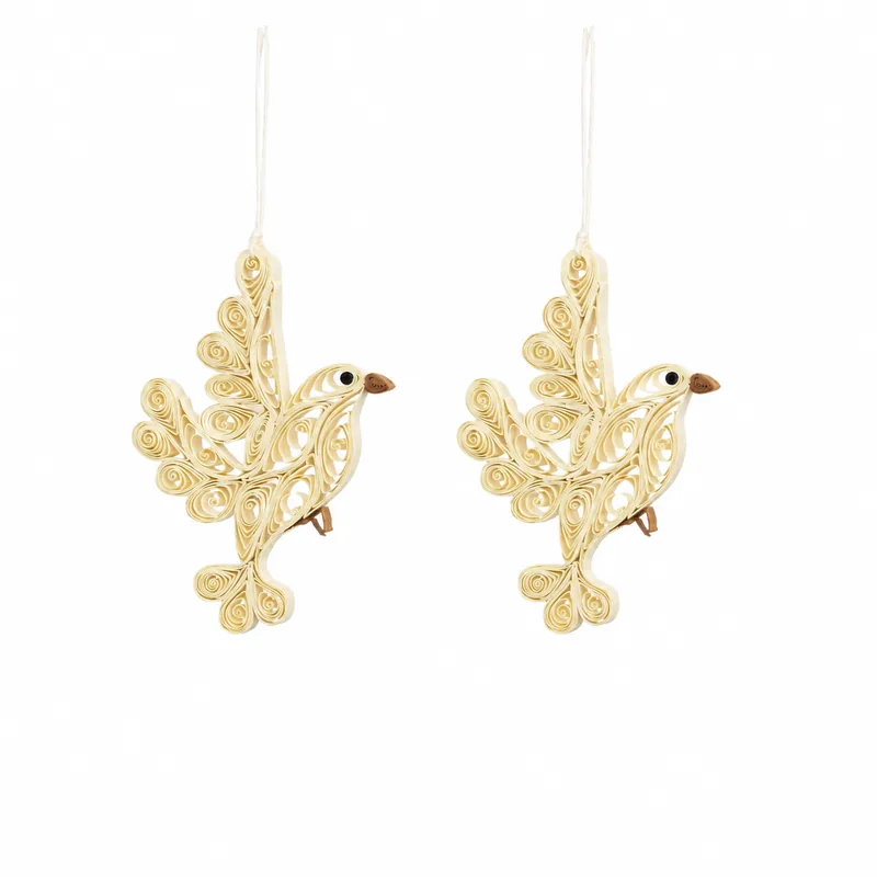 Quilled Dove juleophæng, 2 stk  -  Offwhite