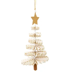 Fold Fir juleophæng  -  Offwhite/guldfarvet