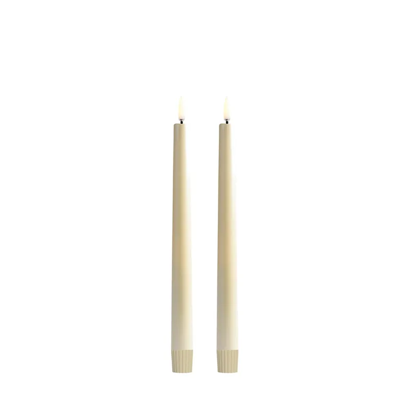 LED kronelys, Pearl Ivory Smooth - 2 stk