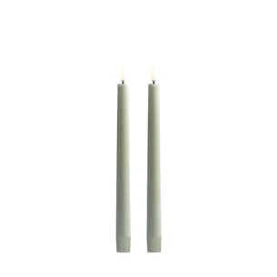 LED kronelys, Sage Green Smooth - 2 stk