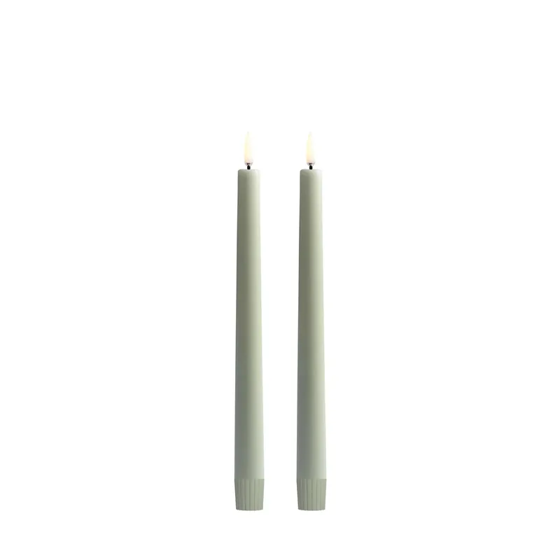 LED kronelys, Sage Green Smooth - 2 stk