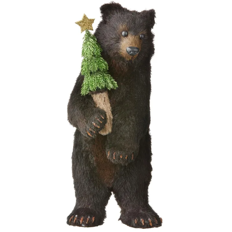 Bjørn med juletræ julefigur - H52 cm