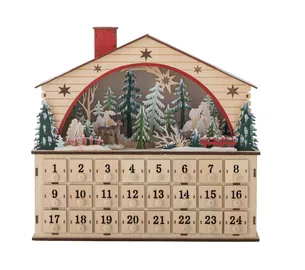Bloomingville - Melvin Kalender m/lys, Natur, Krydsfiner - L36 × H34 × B10 cm