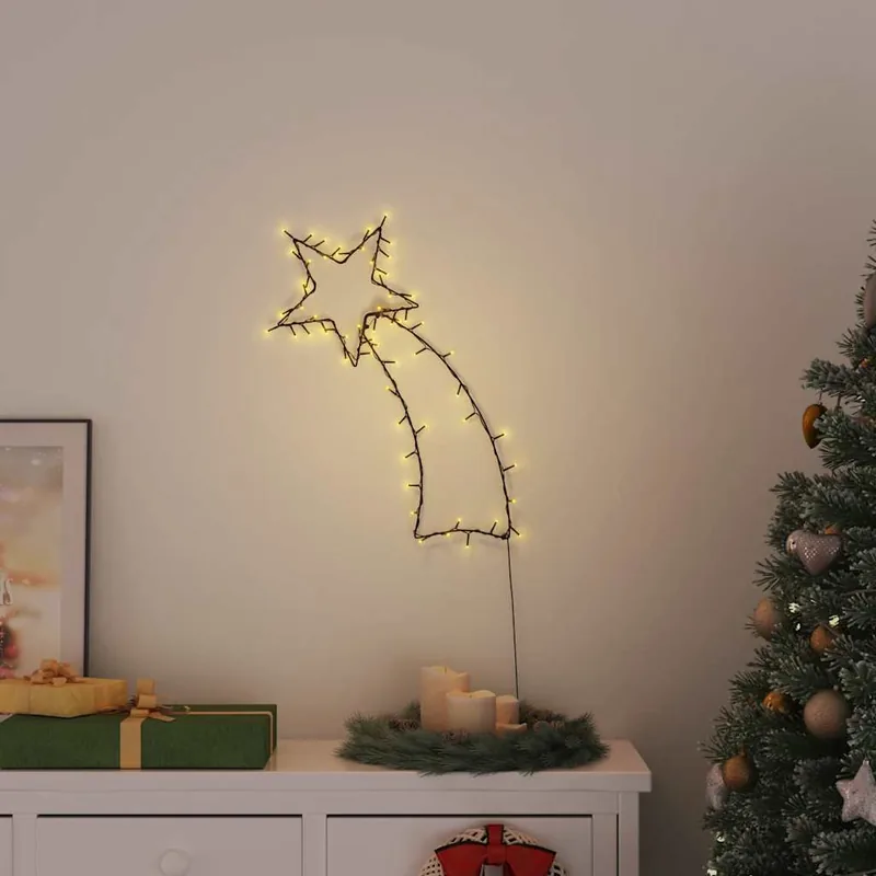 Julelys stjerneskud silhuet 80 LED'er varm hvid  29 x 61 cm
