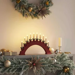 Julelysbue med 10 LED-lys - rød, 47 x 5 x 29 cm