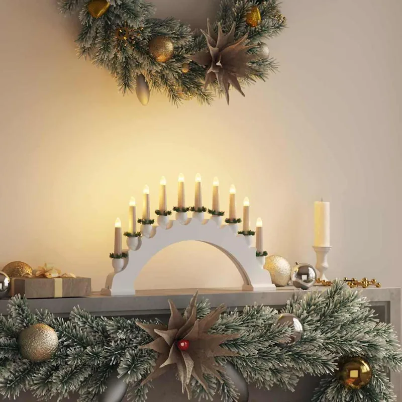 Julelysbue med 10 LED-lys - varm hvid, 47 x 5 x 29 cm