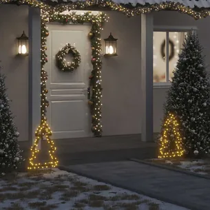 Juledekoration med jordspyd juletræsform 50 LED'er 30 cm