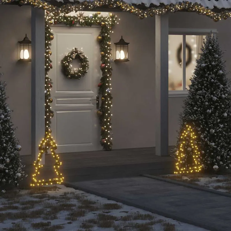 Juledekoration med jordspyd juletræsform 50 LED'er 30 cm