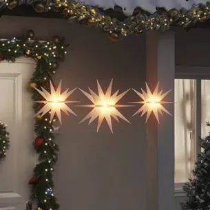 Juledekoration med LED-lys 3 stk. foldbar  Hvid