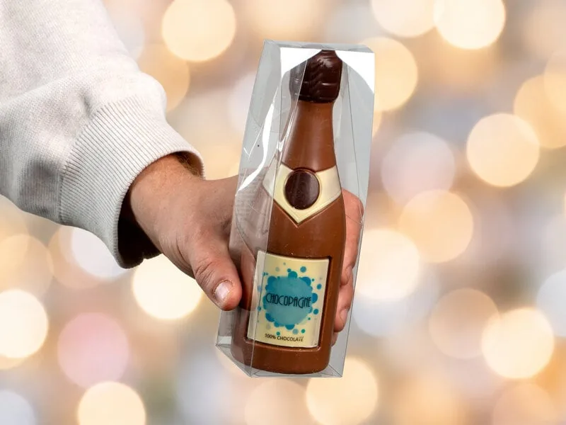 Champagneflaske i chokolade