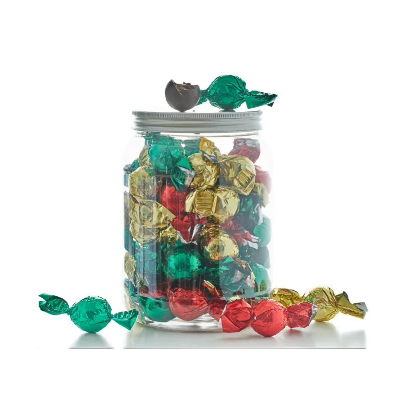 Mix af fyldte chokoladekugler - Rød, grøn & guld - 500 g