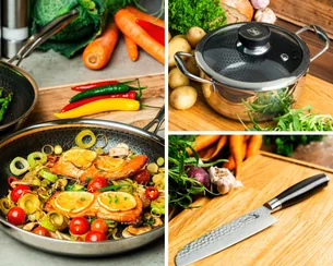 Startsæt  Non-stick pande 28 cm, gryde 5 L & Kaki grøntsagskniv