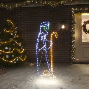 De tre vise mænd julefigur 504 LED-lys 70x50 cm  Julefigur hyrde og lam