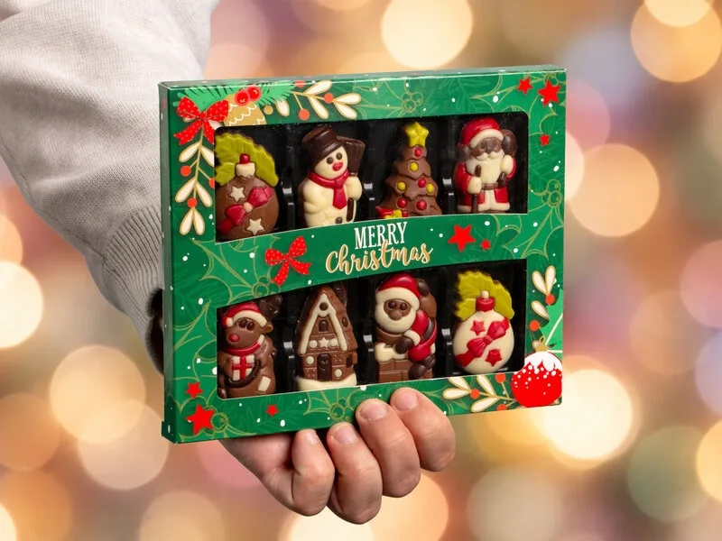 Chokoladeæske med julefigurer