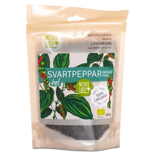 Mother Earth Sort Peber Hel ØKO, 200 g