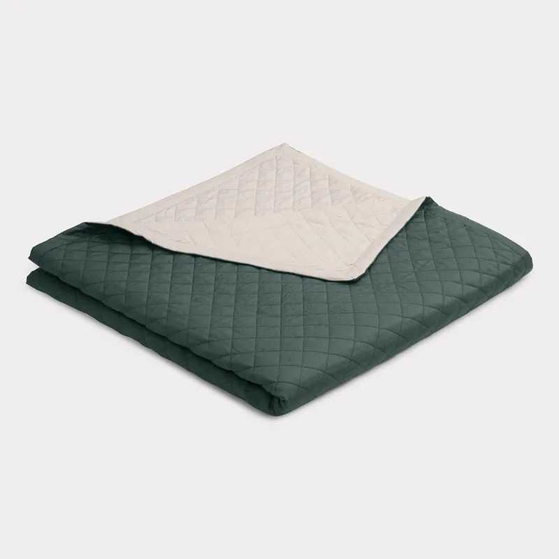 Bambus sengetæppe grøn/beige 260x260
