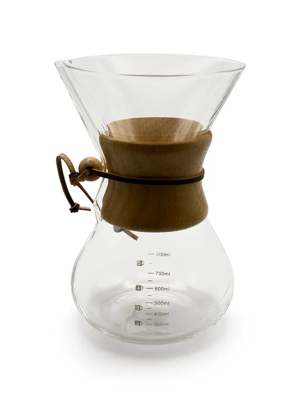 Pour Over Kaffebrygger i glas med trækrave  800 ml