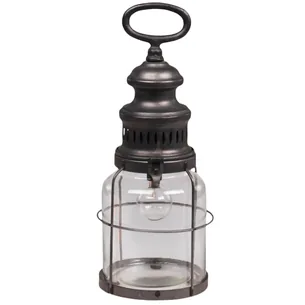 Fransk rund lanterne inkl. pære og timer rund H32/Ø12 cm
