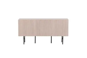 VIND COLLECTION Björkön skænk, m. 3 låger og 2 hylder - hvidkalket finér og sort stål (150x42)