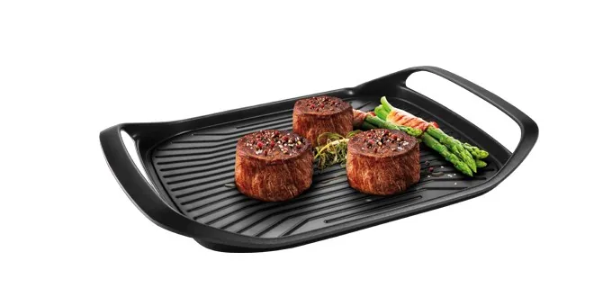Grillpande 42 x 28 cm med riller og 2 termiske zoner - Billig fragt