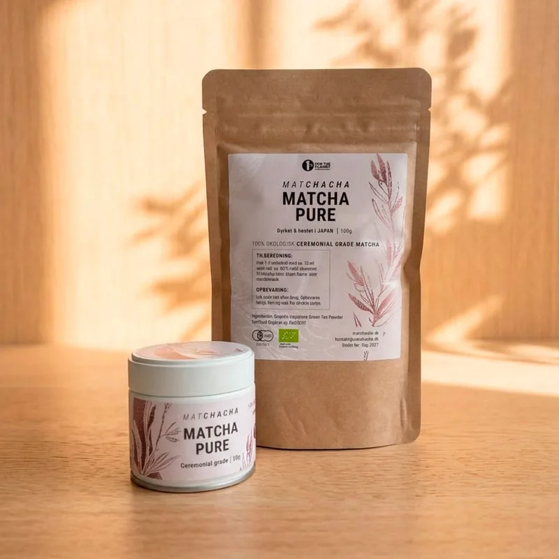 30g dåse og 100g pose Ceremonial Grade Matcha te