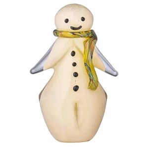 Snemand glasfigur, beige - H16 cm