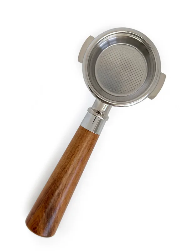 Bundløst portafilter med konisk håndtag - 58 mm. (Passer til E61)  Rosentræ