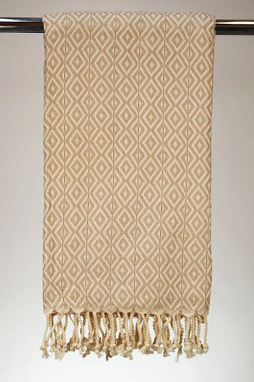 Hamam Double sided Diamond beige, lille eller stor - 90* 180 cm Stort Håndklæde