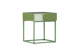 VENTURE DESIGN Bakal natbord, m. 1 skuffe - grøn MDF og grøn stål (41x41)
