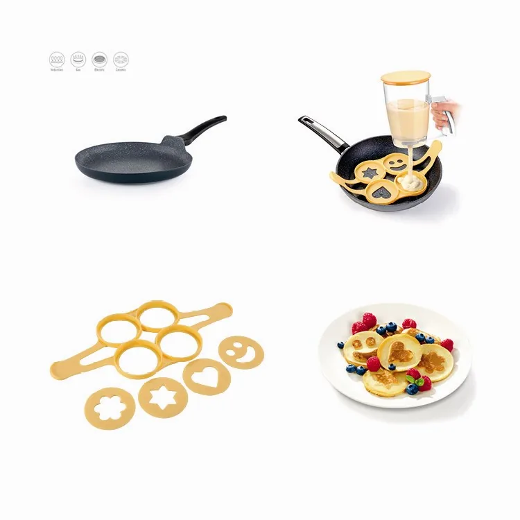 Pandekage starter sæt med pande og silikone forme til små pandekager - Billig fragt
