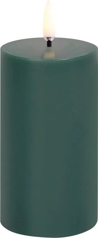 LED Pillar Candle, Pine Green. Smooth, 5,8x10,1 cm
