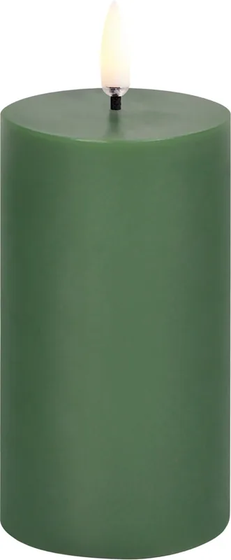 LED Pillar Candle, Olive Green. Smooth, 5,8x10,1 cm