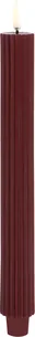 LED Taper Candle Grooved, Wine red, Smooth, 2pack, 3,2x25,5