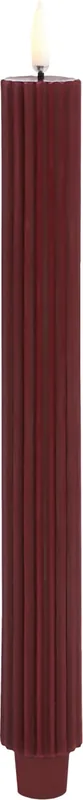 LED Taper Candle Grooved, Wine red, Smooth, 2pack, 3,2x25,5