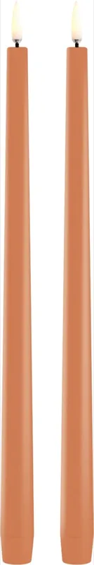 LED Slim Taper Candle, Apricot, Smooth, 2pack, 2,3x32 cm