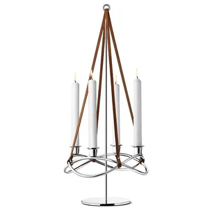 Georg Jensen Season forlænger til lysestage - Blankt rustfrit stål/brun læder  : Erling Christensen Møbler