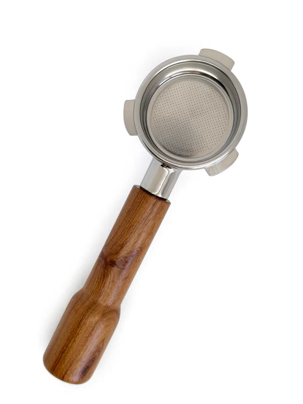 Bundløst portafilter til Sage 54 mm  kurvet træhåndtag  Rosentræ
