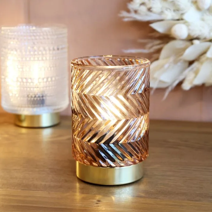 LED Lampe med Mønster Mocca Glas H13/Ø8,5 cm - Chic Antique