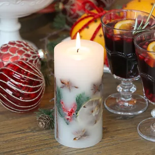 Bloklys med Julekrydderier H14/Ø7 cm - 38 Timer - Chic Antique