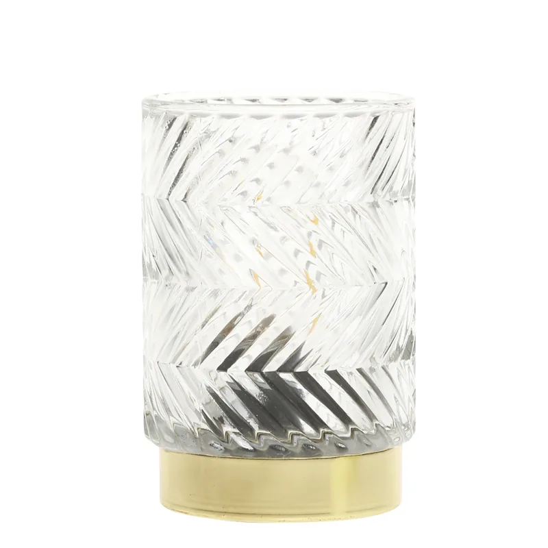 LED Lampe med Mønster Klar Glas H13/Ø8,5 cm - Chic Antique