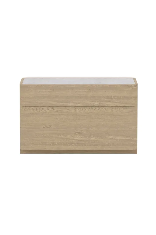 VENTURE HOME Noble kommode, m. 3 skuffer - 3D papirglas og natur MDF