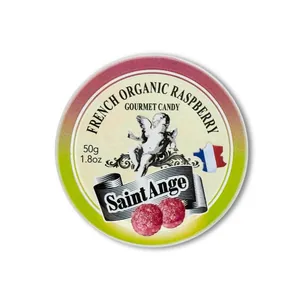 Saint-Ange Økologisk Hindbær Pastiller 50g - BIO-Certificerede Franske Slik