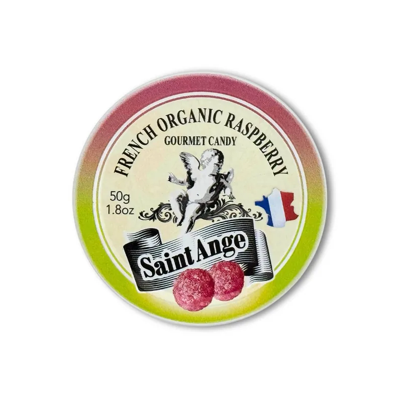 Saint-Ange Økologisk Hindbær Pastiller 50g - BIO-Certificerede Franske Slik