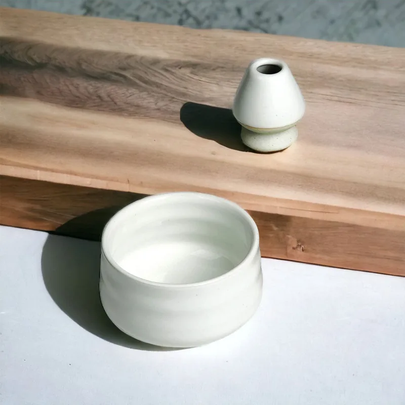 Matcha skål / kop (Matcha chawan) og bambusholder